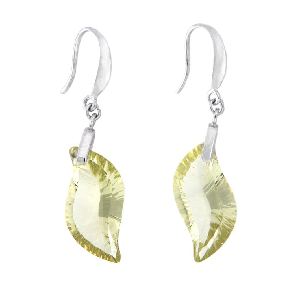 lemon quartz fancy cut gemstone earrings in 925 sterling silver