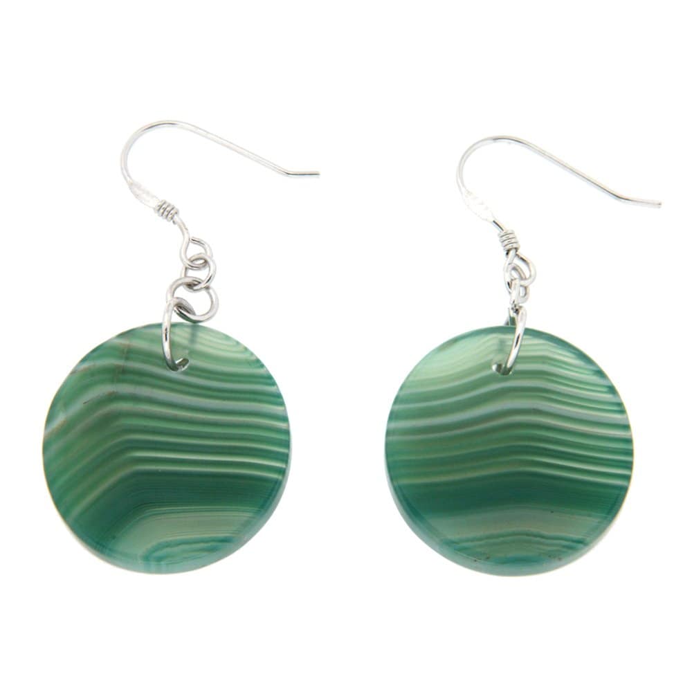 Pearlz Ocean Green Banded Agate EarRings