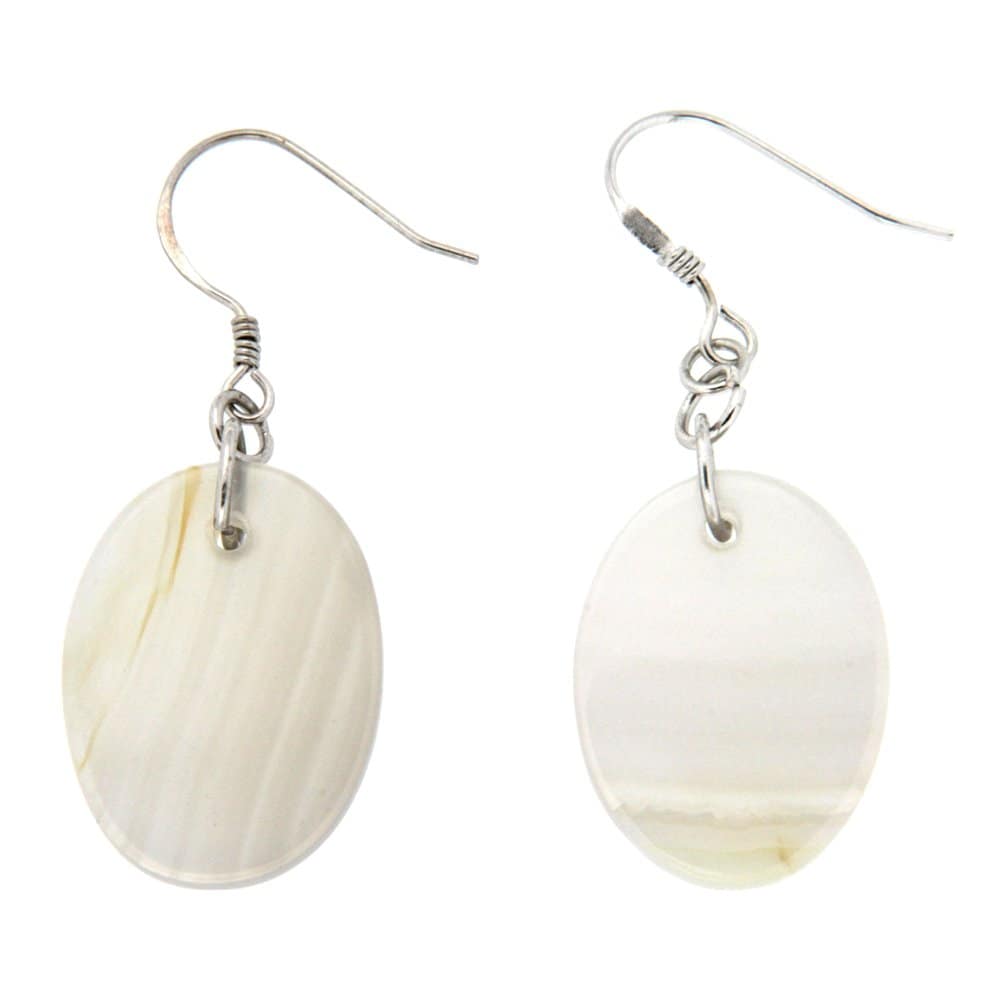 Pearlz Ocean Grey Banded Agate EarRings