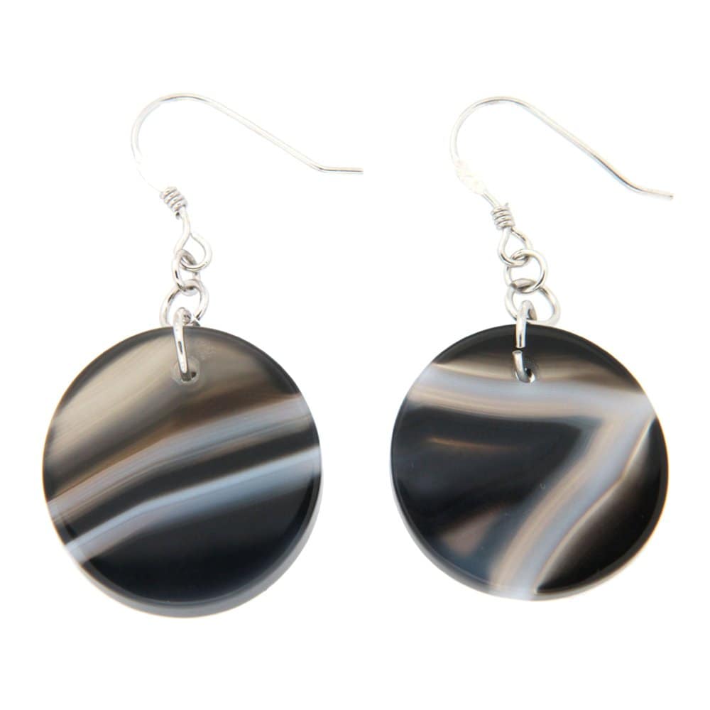 Pearlz Ocean Black Banded Agate EarRings