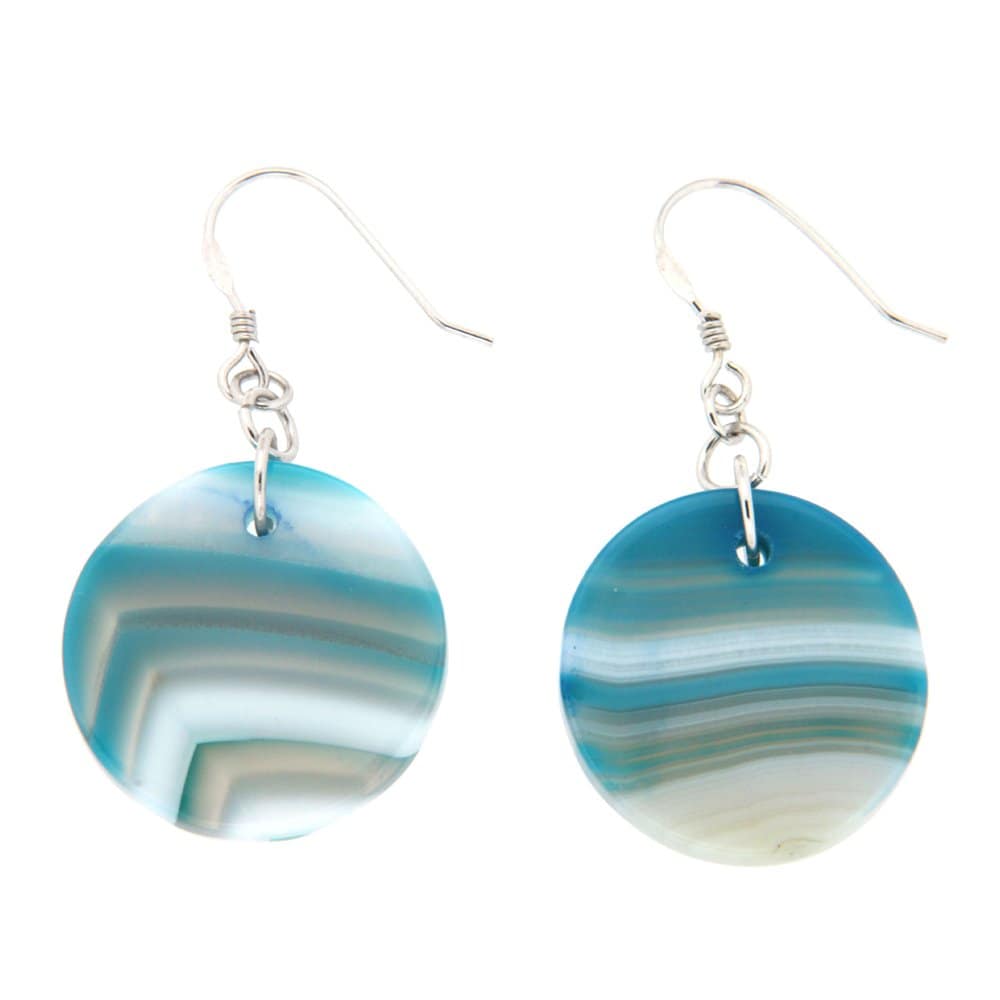 Pearlz Ocean Blue Banded Agate EarRings
