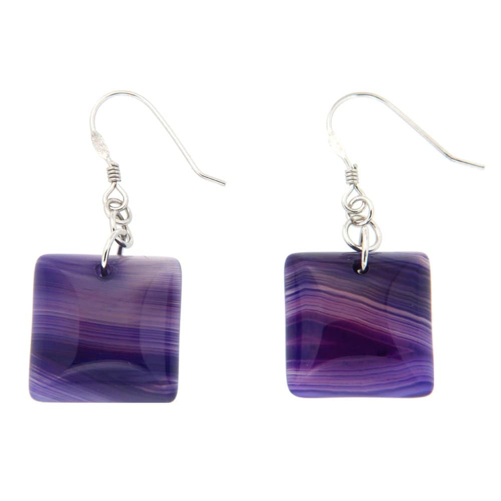 Pearlz Ocean Purple Banded Agate EarRings
