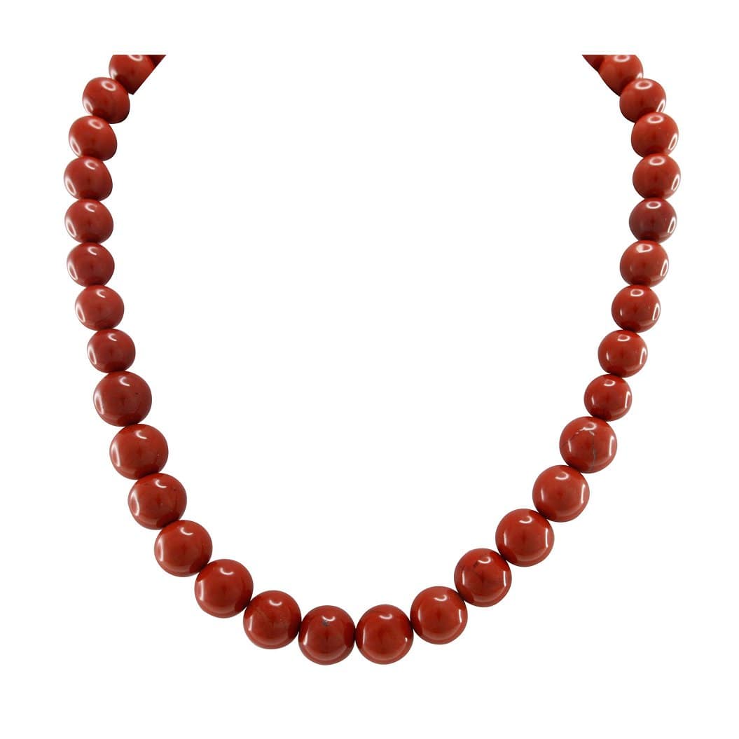 OPN-0276 Pearlz Ocean Natural Red Jasper Round Beads Handmade Beaded Strand Necklace for Women - Image 1