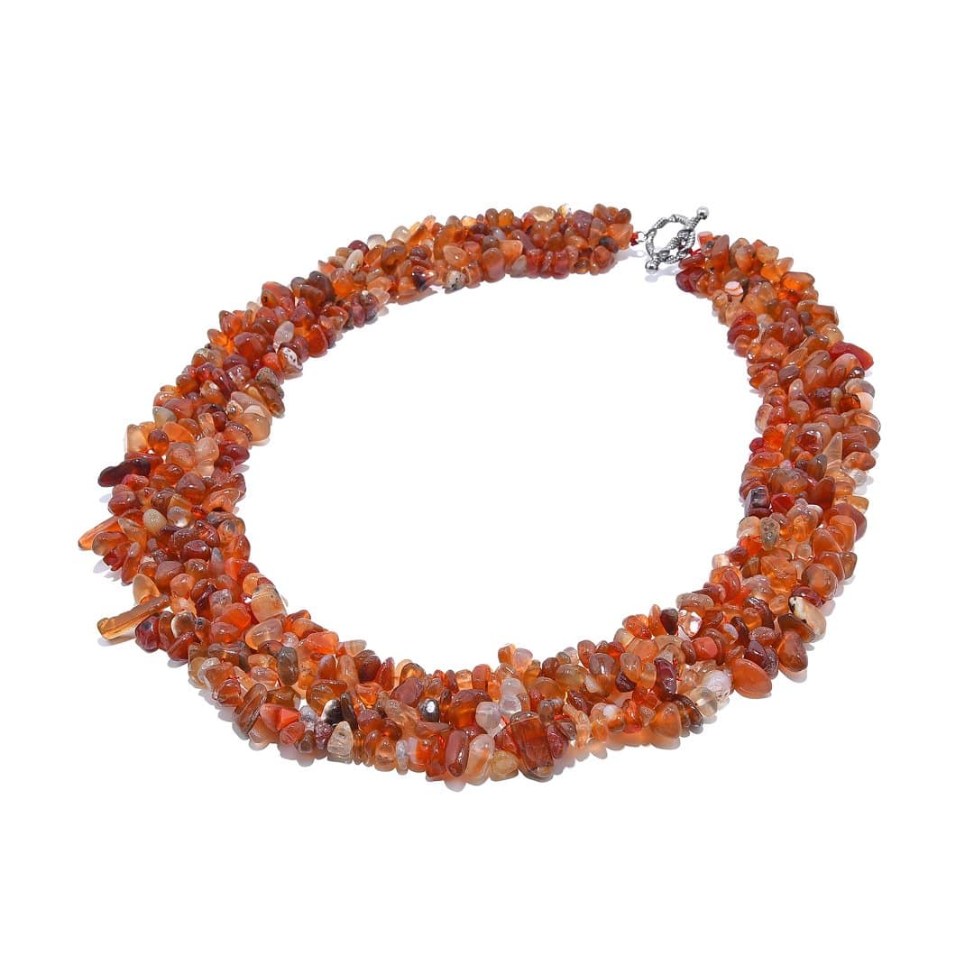 Pearlz Ocean Chunky Carnelian Bib Necklace – Multi Strand Statement Jewelry for Women