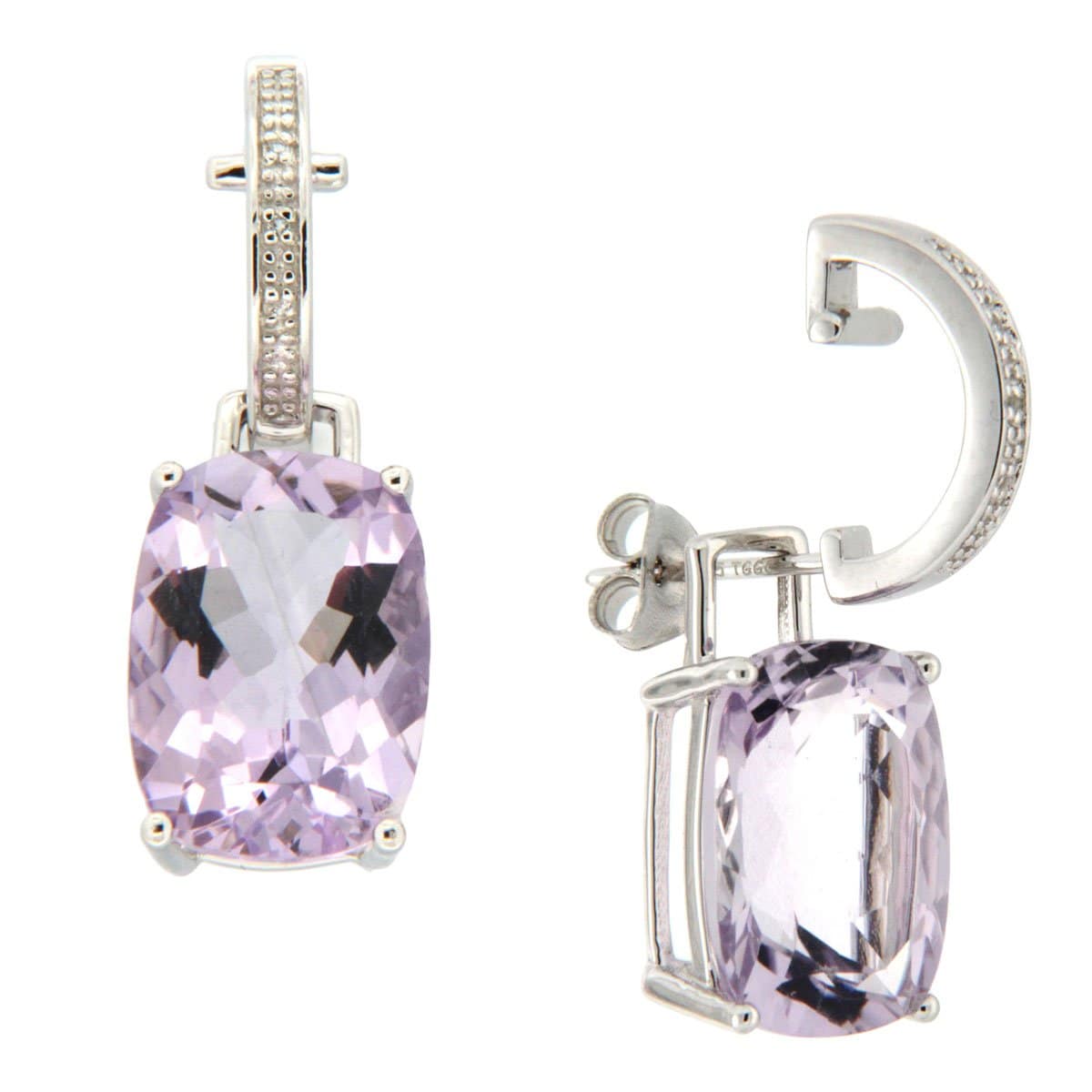 GGL Sterling Silver Rose de France Amethyst EarRings