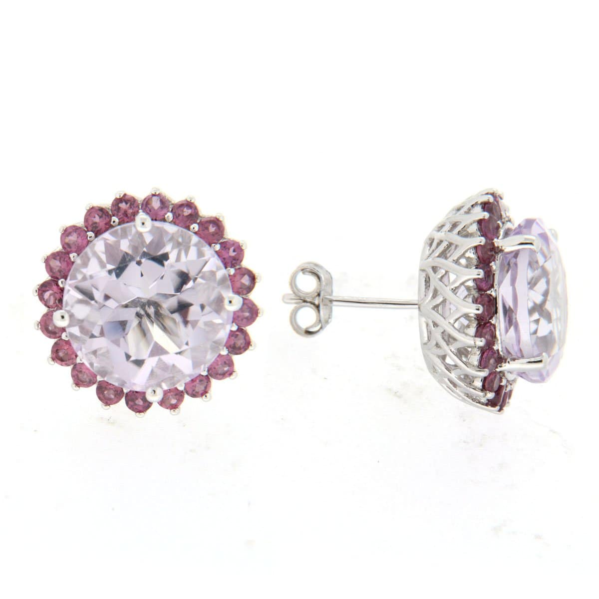 GGL Sterling Silver Rose de France Amethyst EarRings