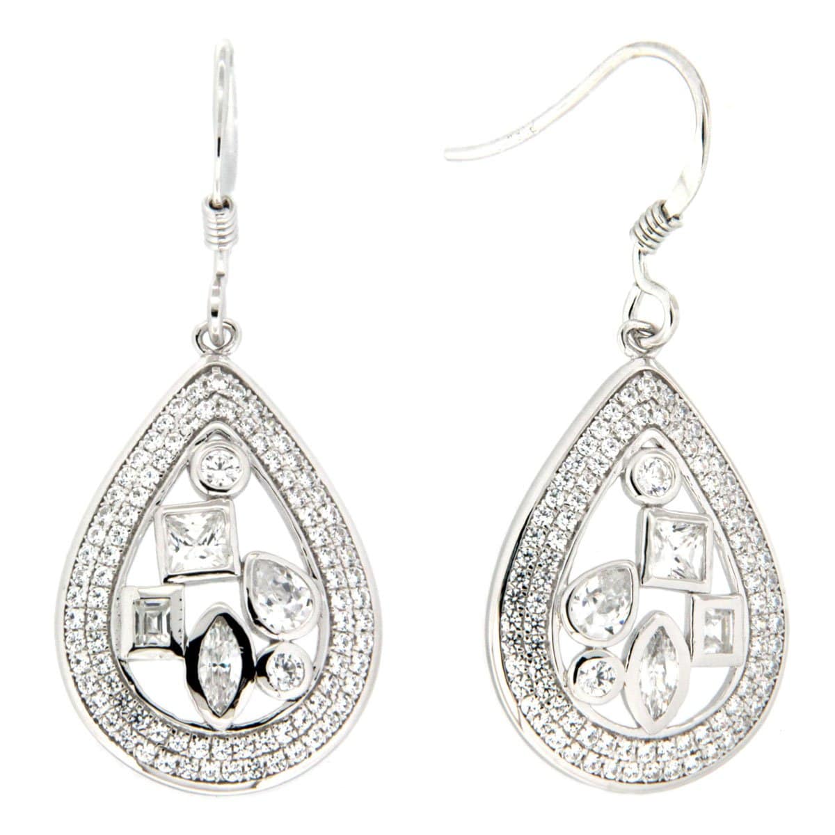 GGL Sterling Silver White Zircon EarRings