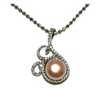 Pearlz Ocean Sterling Silver Freshwater Pearl and White Zircon Pendant Necklace