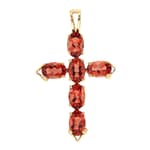 GGL Red Labradorite and Diamond 10k Gold Pendant