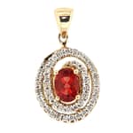GGL Red Labradorite and Diamond 10k Gold Pendant