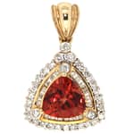 GGL Red Labradorite and Diamond 10k Gold Pendant