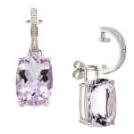 GGL Sterling Silver Rose de France Amethyst EarRings