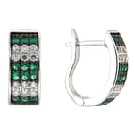 GGL Sterling Silver Green & White Zircon EarRings