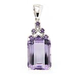 GGL Sterling Silver Rose de France Amethyst Pendant