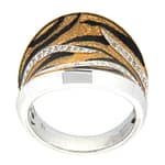 GGL Sterling Silver Animal Print & White Topaz Ring