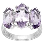 GGL Sterling Silver Rose de France Amethyst Ring