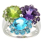 GGL Sterling Silver Multi-gemstone Ring