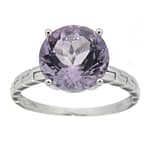 GGL Sterling Silver Rose de France Amethyst Ring