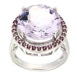 GGL Sterling Silver Rose de France Amethyst Ring