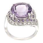 GGL Sterling Silver Rose de France Amethyst Ring