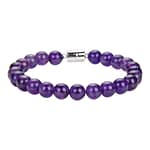 Pearlz Ocean Natural Healing Gemstone Round 8mm Crystal Bead 8 Inch Long Handmade Bracelet 925 Sterling Silver for Women Girls