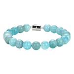 Pearlz Ocean Natural Healing Gemstone Round 8mm Crystal Bead 8 Inch Long Handmade Bracelet 925 Sterling Silver for Women Girls