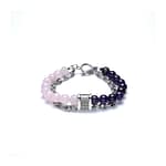 Pearlz Ocean Amethyst & Rose Quartz Bracelet | Men's Gemstone Cuff | Dual Stone