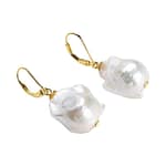 Pearlz Ocean White Baroque Pearl Drop Earrings | Sterling Silver Lever Backs