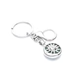 Pearlz Ocean Green Aventurine Circle Gemstone Keychain - Lucky Sunflower Carving