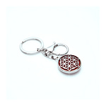 Pearlz Ocean Flower of Life Red Jasper Keychain | Spiritual Gift | Protection Amulet | Silver Finish