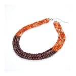 Carnelian & Garnet 3-Line Necklace | Sterling Silver Clasp | Handmade