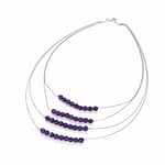 Pearlz Ocean Natural Healing Gemstone Round 6mm Crystal Bead 4 Lines 19 Inch Long Handmade 925 Sterling Silver Necklace for Women and Girls with Clasp