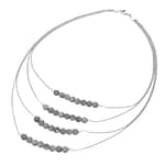 Pearlz Ocean Natural Healing Gemstone Round 6mm Crystal Bead 4 Lines 19 Inch Long Handmade 925 Sterling Silver Necklace for Women and Girls with Clasp