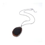 Pearlz Ocean Black Agate Pendant Necklace – Handmade Unique Slice Pendant
