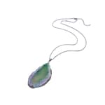 Pearlz Ocean Green Agate Slice Necklace | Natural Stone Pendant | Boho Jewelry | Healing Crystal | Gift