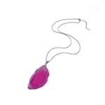 Pearlz Ocean Pink Agate Leaf Pendant Necklace for Women - Stainless Steel Chain