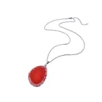 Pearlz Ocean Red Agate Slice Necklace | Natural Stone Pendant | Boho Chic | Grounding Crystal