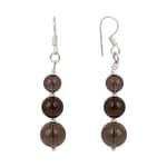 Pearlz Ocean Healing Stone Smoky Quartz Round Beads Dangling Earrings for Women
