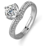 Pearlz Ocean Cubic Zirconia Halo Engagement Ring, Sterling Silver 16K Rhodium plated | 6mm Stackable Rings for Women
