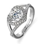 Pearlz Ocean Cubic Zirconia Halo Engagement Ring, Sterling Silver 16K Rhodium plated | 6mm Stackable Rings for Women