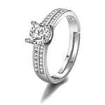 Pearlz Ocean Cubic Zirconia Halo Engagement Ring, Sterling Silver 16K Rhodium plated | 6mm Stackable Rings for Women