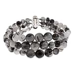 Pearlz Ocean 3 Layer Round Graduation Stone Beads Beaded Bracelet for Women Sterling Silver Clasp