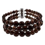 Pearlz Ocean 3 Layer Round Graduation Stone Beads Beaded Bracelet for Women Sterling Silver Clasp