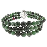 Pearlz Ocean Ruby Zoisite 3 Row Journey Beads Healing Stone Bracelet for Women