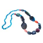 Pearlz Ocean Natural Blue and Maroon Agate Beads Strand Necklace