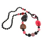 Pearlz Ocean Fashion Necklace, Black and Maroon Agate Fashion Jewelry for Women