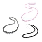 Pearlz Ocean Women's Jewelry Necklace Set of 3 Tourmaline | Labradorite | Rose Quartz Layered Choker Beads Beaded Strand Necklace Perfect for Gift