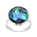 Pearlz Ocean Sterling Silver Round Abalone Shell Ring