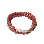 Pearlz Ocean Red Bead Triple Strand Wrap Stretch Bead Bracelet Red Jasper with Fish Bead Jewelry for Women