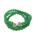 Pearlz Ocean Green Agate Triple Strand Wrap Stretch Bead Bracelet Green Agate with Bow Jewelry for Women